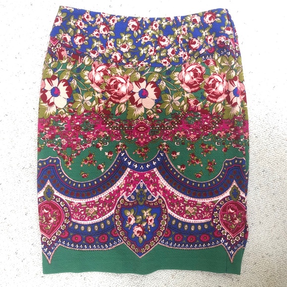 Anthropologie Maeve Sheffield Multicolor Floral Pencil Skirt Size 10 - Picture 2 of 14
